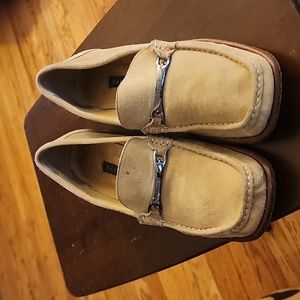 Vintage Bally Square-toed Suede Loafers